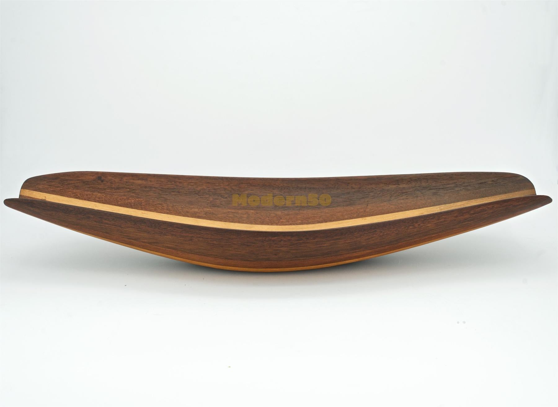 Teak 1960s Canoe Bowl American Studio Craft Woodworkers Banana CabinModern Craftsman For Sale