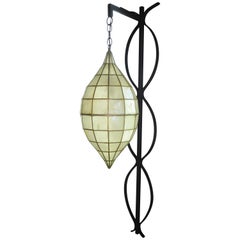 1960s Capiz Shell Teardrop and Wrought Iron Wall Light Sconce