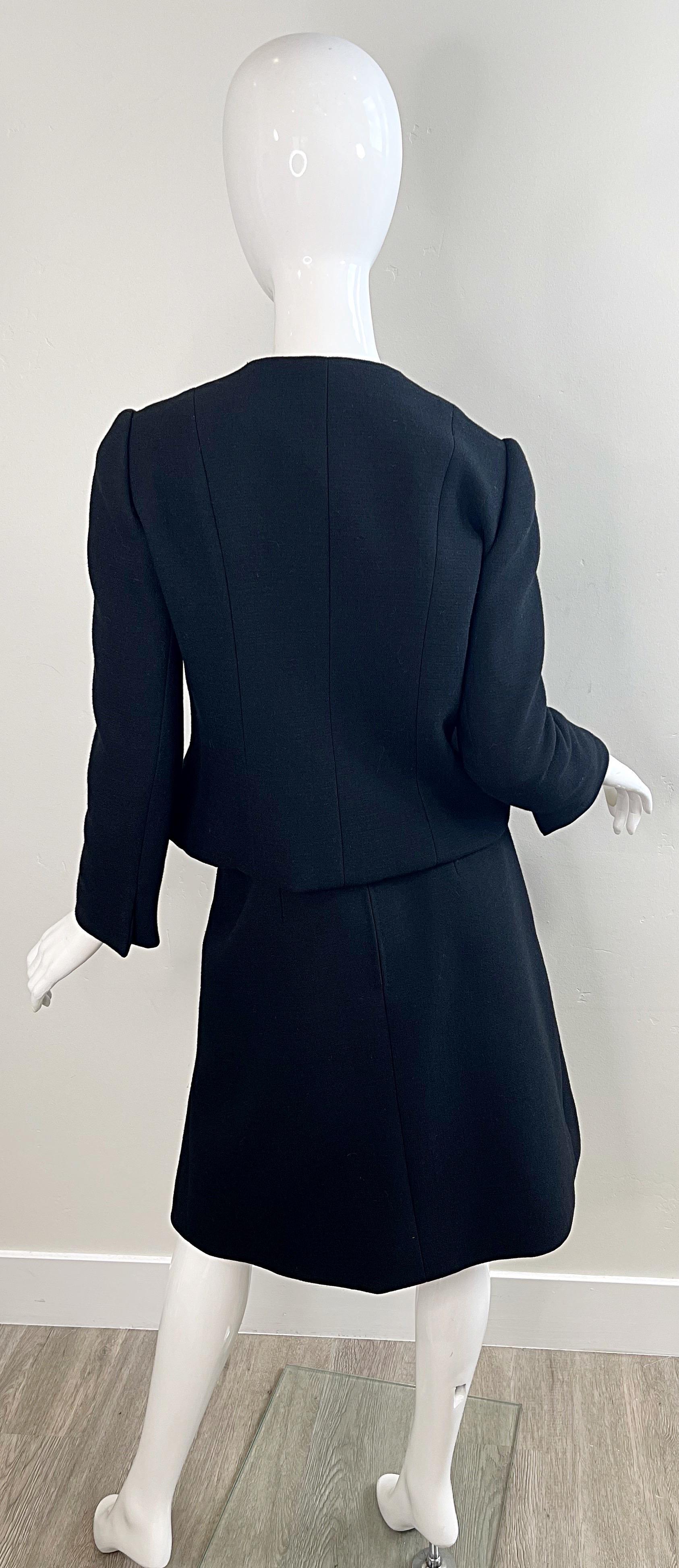 1960s Cardinali Couture Black Wool Unique Vintage A - Line 60s Skit Suit Jacket For Sale 9