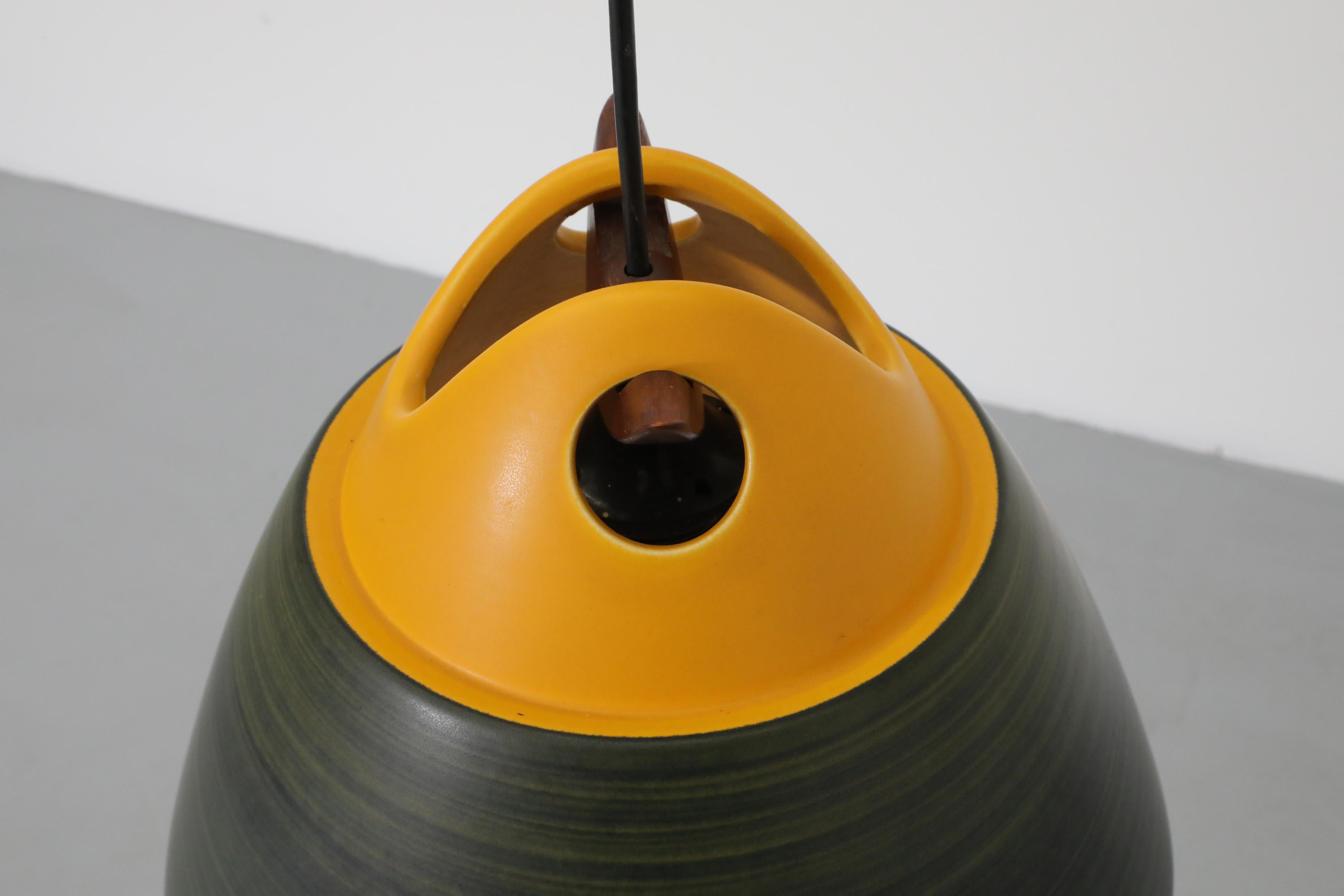 1960's Cari Zalloni for Steuler-Keramik Yellow and Green Ceramic Ceiling Pendant For Sale 7