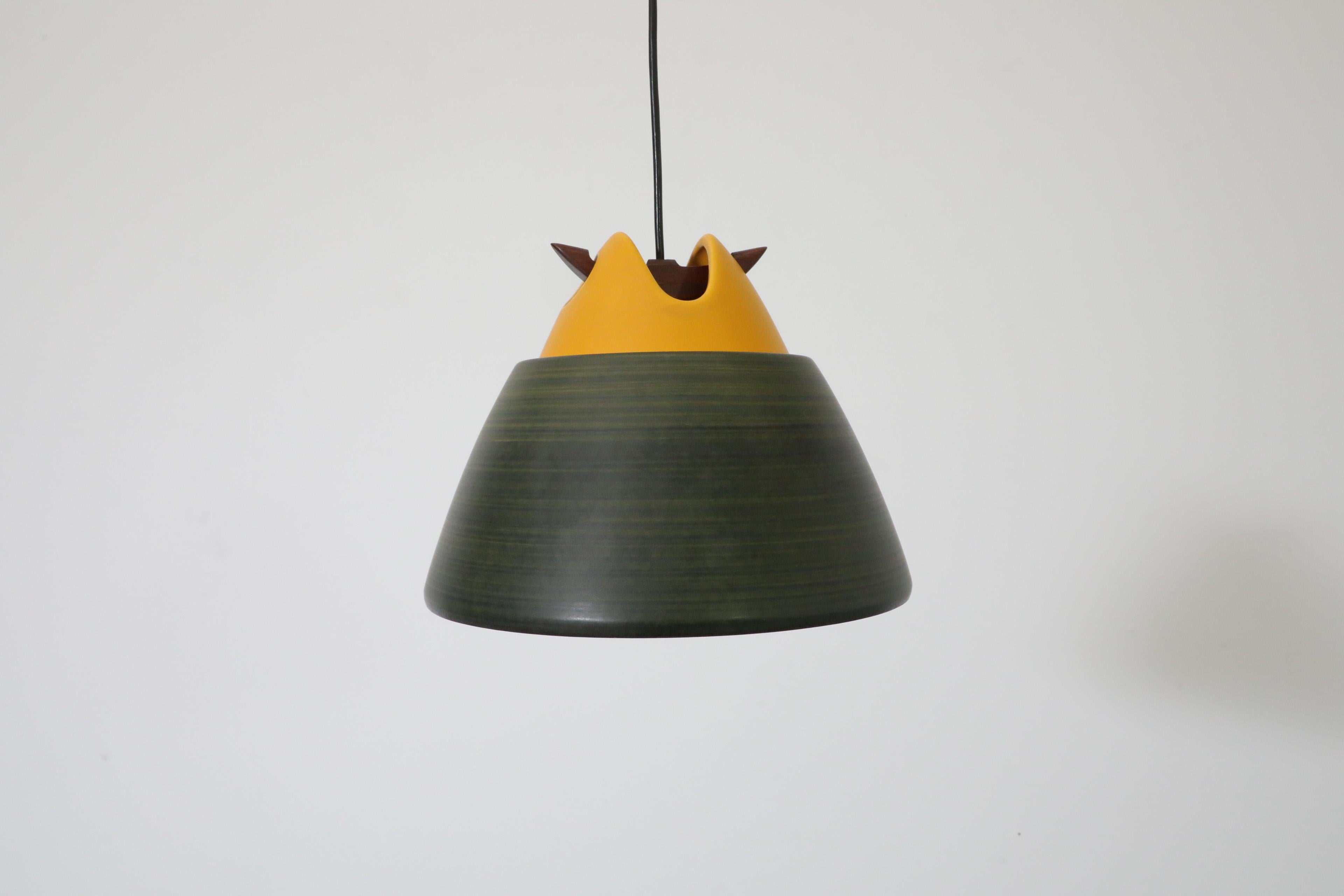 1960's Cari Zalloni for Steuler-Keramik Yellow and Green Ceramic Ceiling Pendant For Sale 1