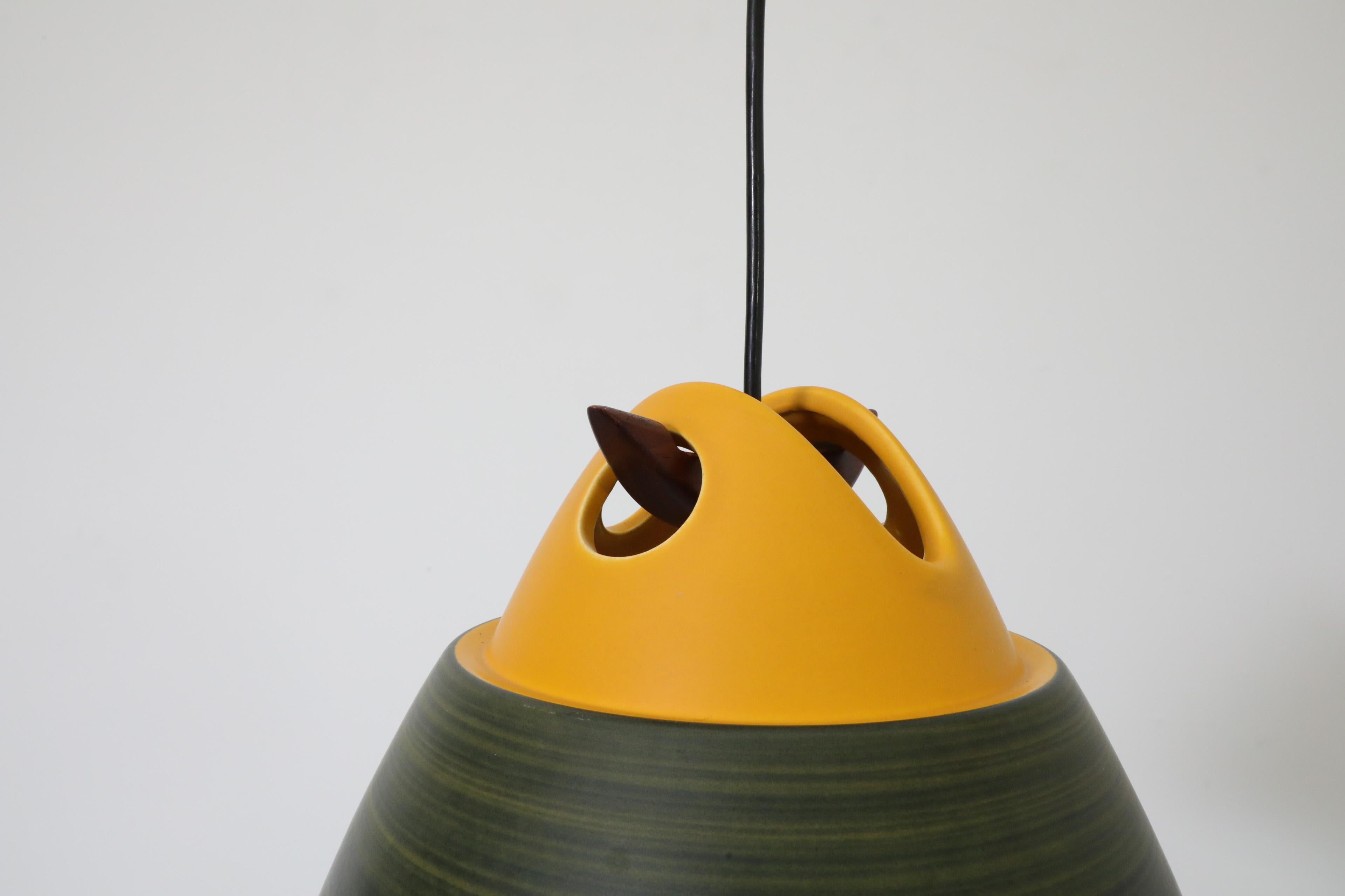 1960's Cari Zalloni for Steuler-Keramik Yellow and Green Ceramic Ceiling Pendant For Sale 2