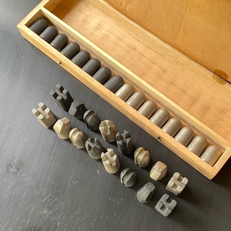 Plateau Set De Couteaux Et Échecs Carl Aubock MCM - Noyer Autriche Années 60
