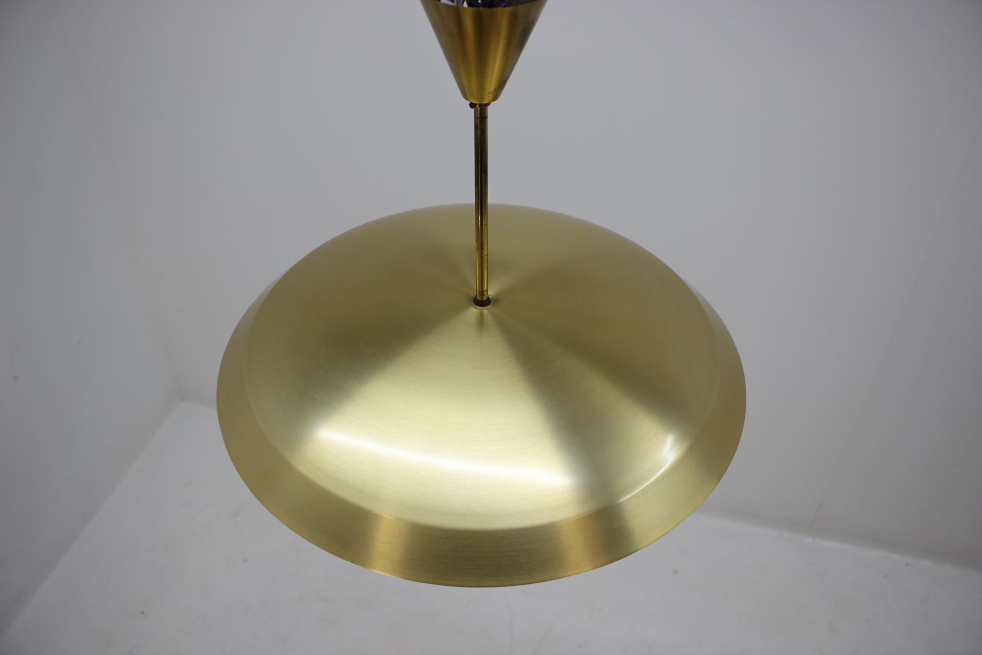 1960s Carl Fagerlund for Orrefors Glass/Brass Pendant Lamp 8