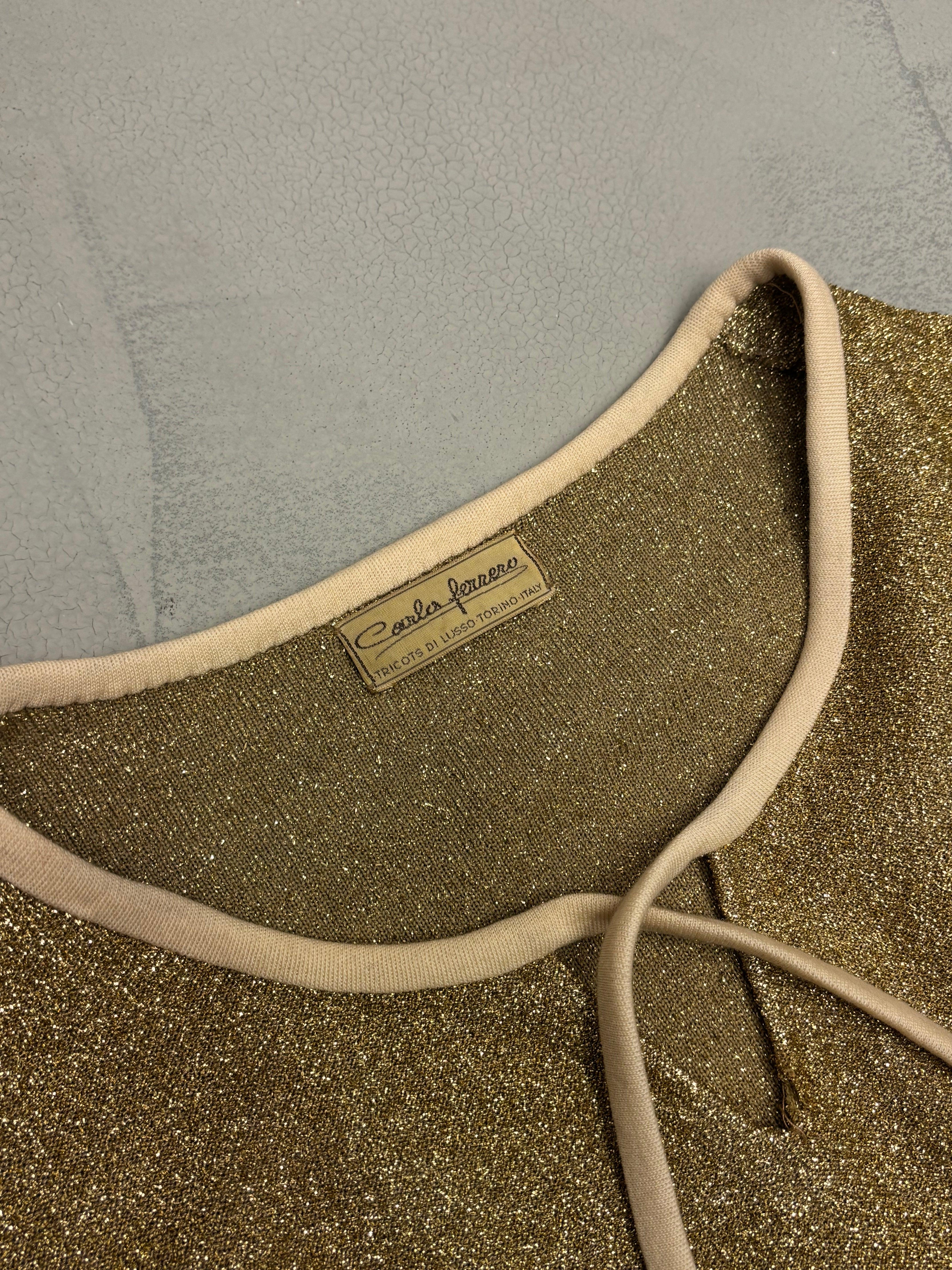 1960's Carlo Ferrero gold lurex dress In Excellent Condition For Sale In Rome, IT
