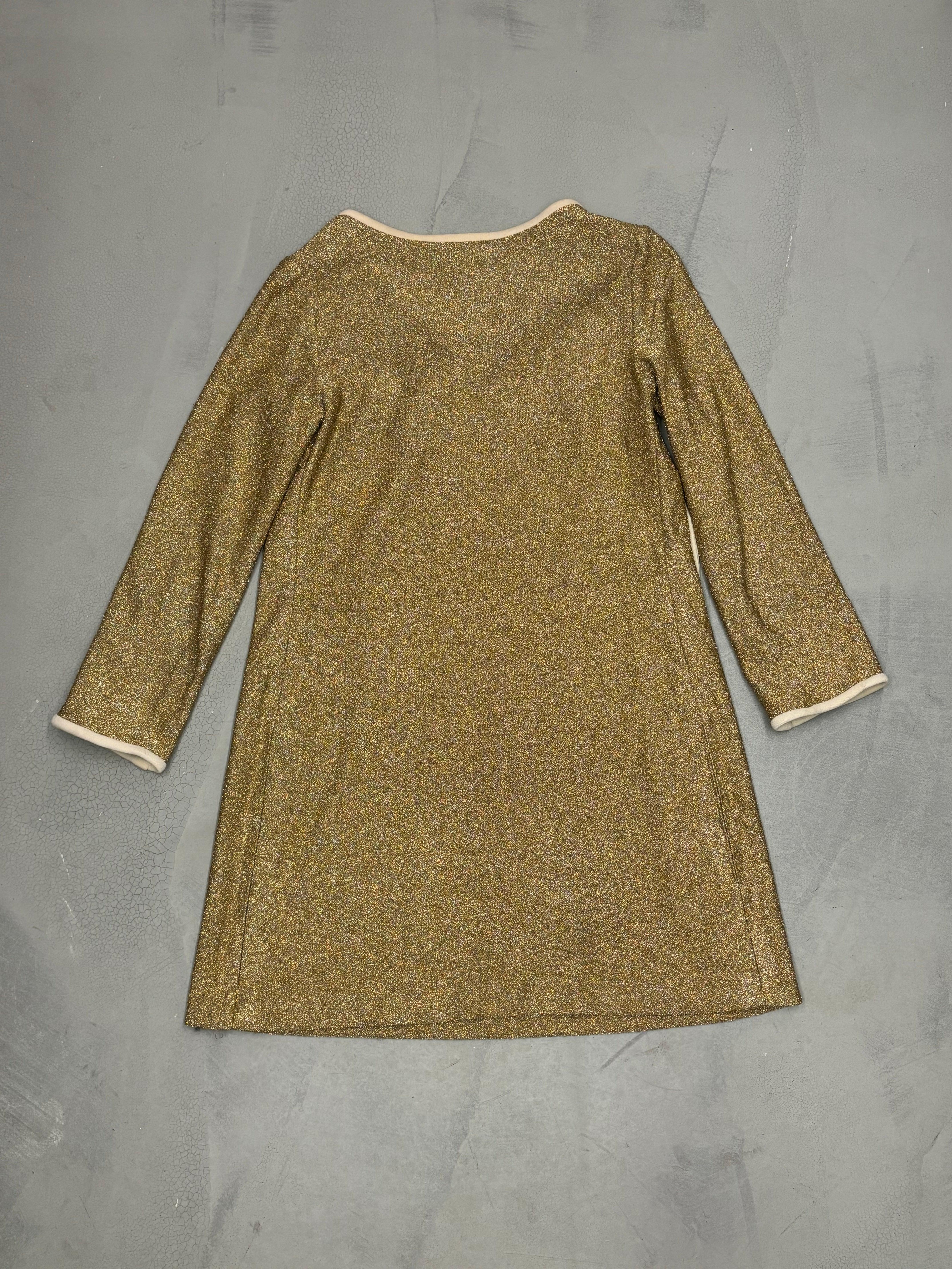 Women's 1960's Carlo Ferrero gold lurex dress For Sale