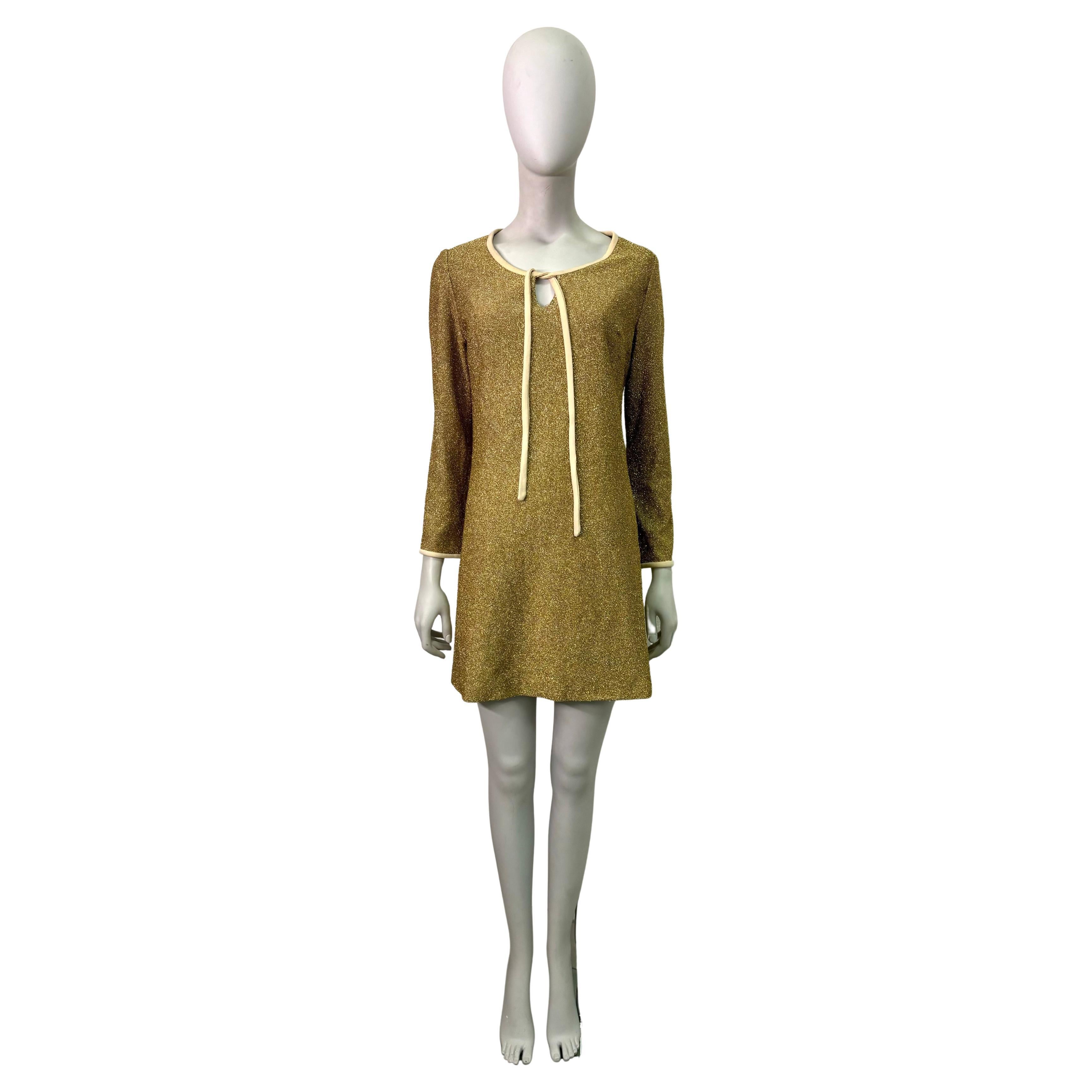 1960's Carlo Ferrero gold lurex dress For Sale