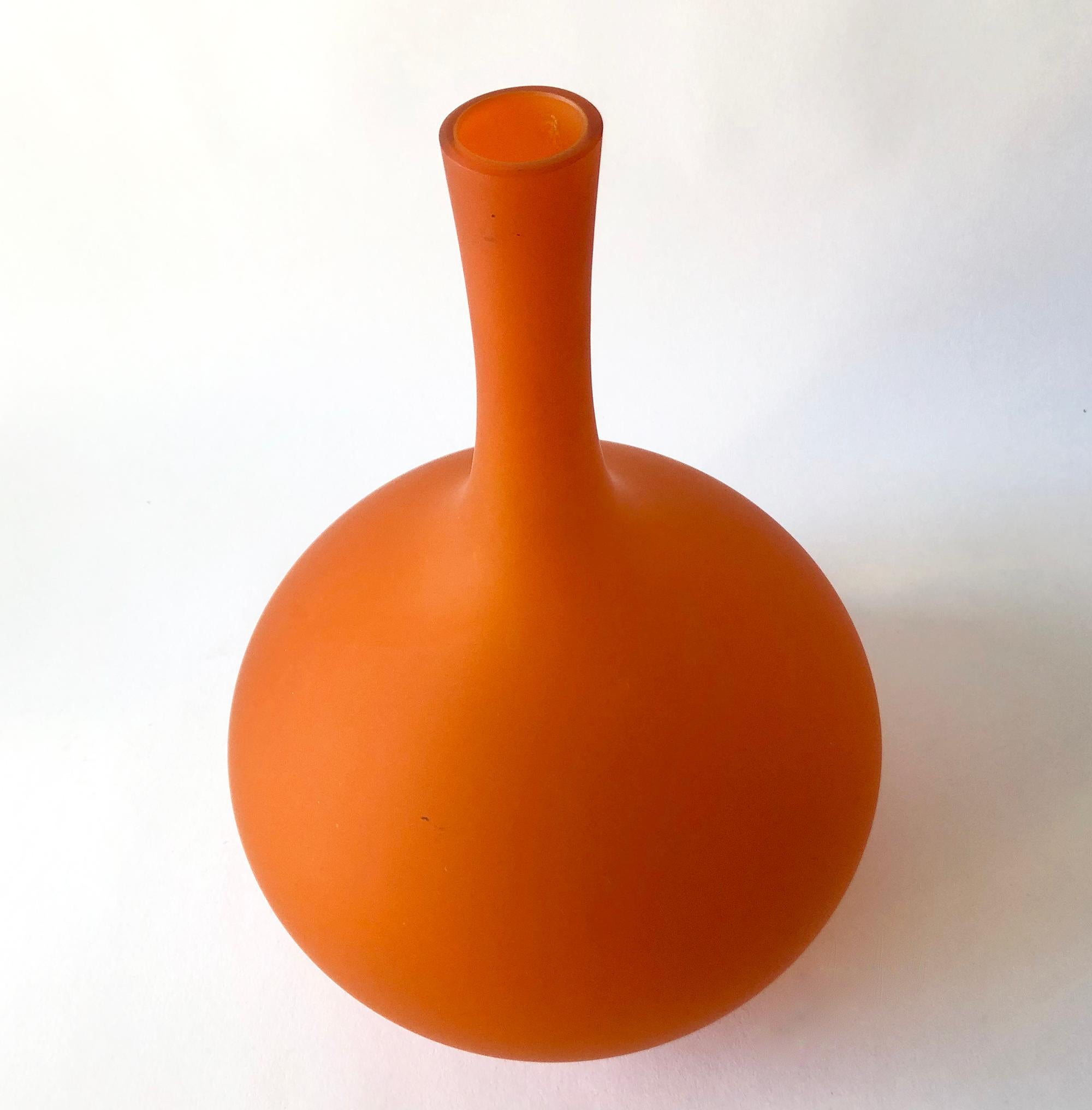 Italian 1960s Carlo Moretti Murano Opaque Satinato Blown Glass Vase