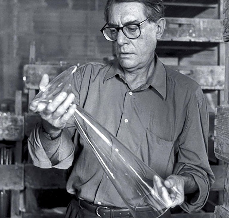 Mid-20th Century 1960s Carlo Moretti Murano Opaque Satinato Blown Glass Vase For Sale