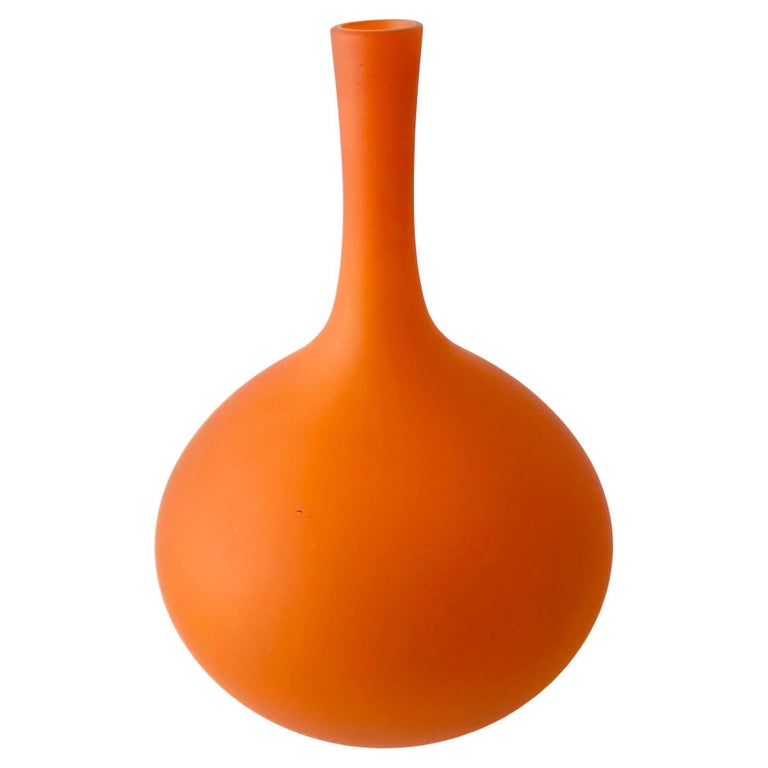 1960s Carlo Moretti Murano Opaque Satinato Blown Glass Vase For Sale