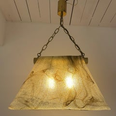 1960s Carlo Nason for Mazzega Brass and Swirled Brown Murano Glass Hanging Light