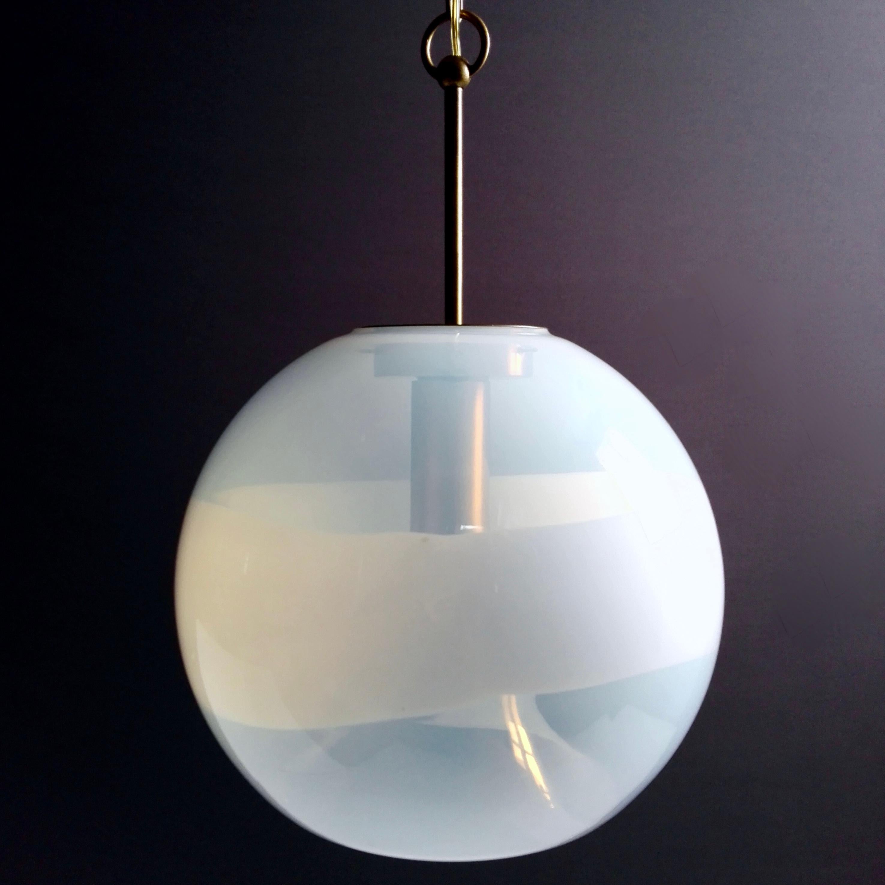 Brass 1960s Carlo Nason attributed for Mazzega Space Age Murano Glass Pendant lamp.