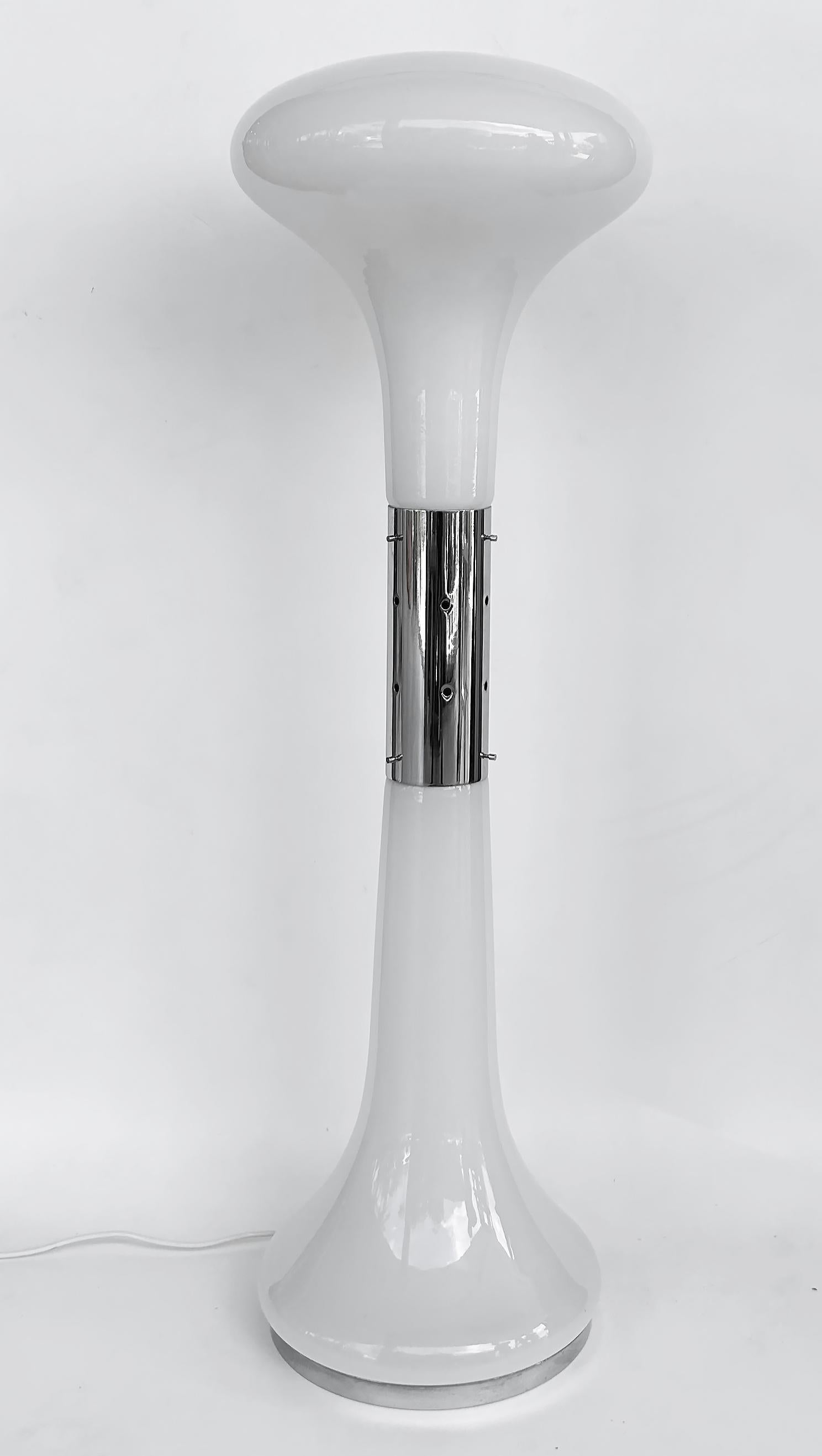 Lámpara de pie de cristal de Murano Carlo Nason IVR Mazzega de los años 60, en acero inoxidable Italiano en venta