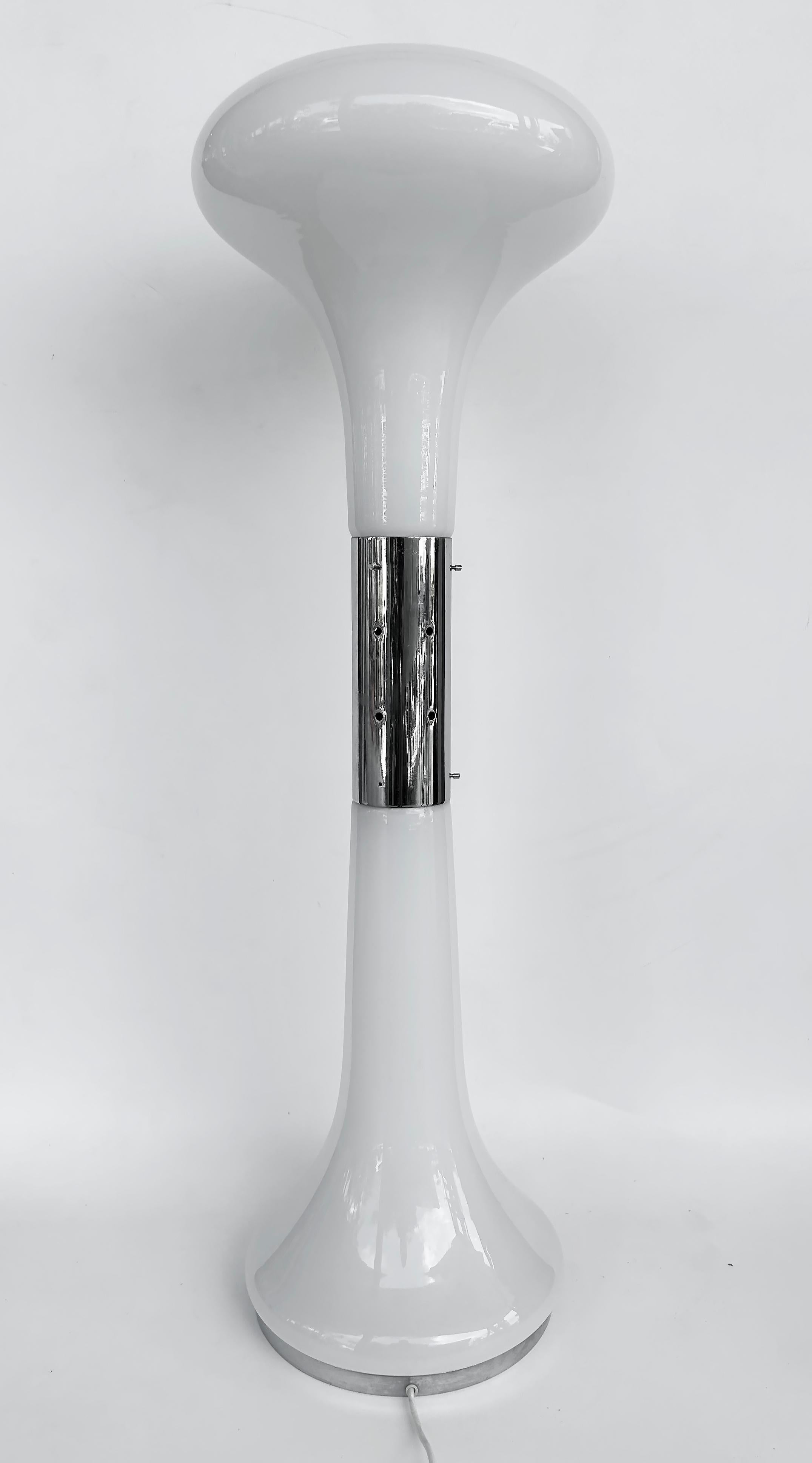 Lámpara de pie de cristal de Murano Carlo Nason IVR Mazzega de los años 60, en acero inoxidable siglo XX en venta