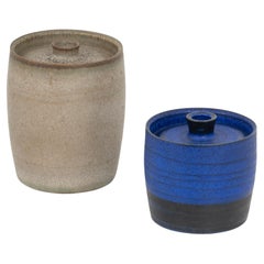 1960s Carlo Zauli Art Pottery Pair of Enameled Stoneware Boxes