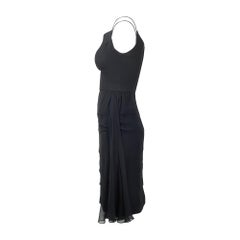 1960s Carnival Fashions Black Chiffon Layered Skirt Dress