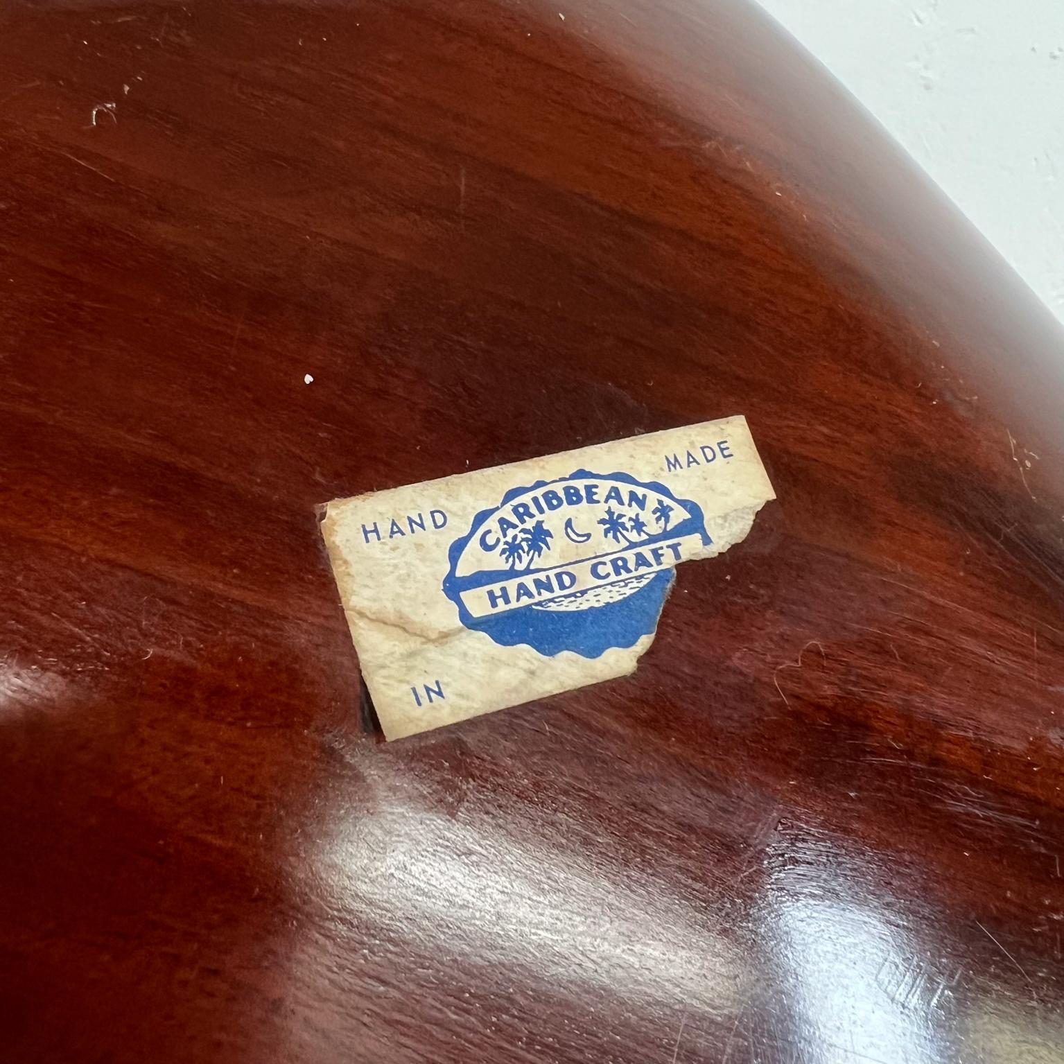 Bandeja caribeña de los años 60 Cuenco escultórico de madera de caoba 4