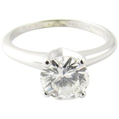 Vintage 1960s Cartier 14 Karat White Gold Solitaire Diamond Engagement Ring 1.08 Carat