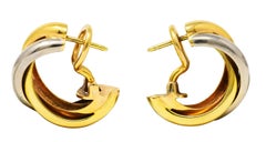 1960's Cartier 18 Karat Tri-Colored Gold French Twist Vintage Trinity Earrings