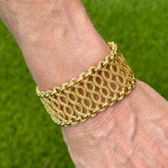 1960's Cartier 18 Karat Yellow Gold Wide Woven Link Estate Bracelet