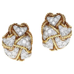 Retro 1960's Cartier 3.25 Carats Diamond Cocktail Earrings in 18K Yellow Gold