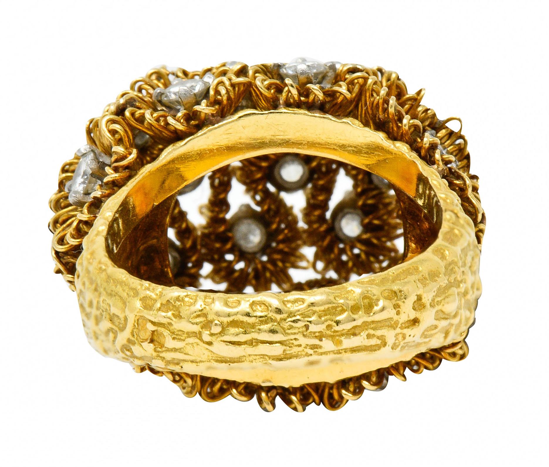 1960s Cartier France 2.50 Carat Diamond 18 Karat Gold Floral Bouquet Ring In Excellent Condition In Philadelphia, PA