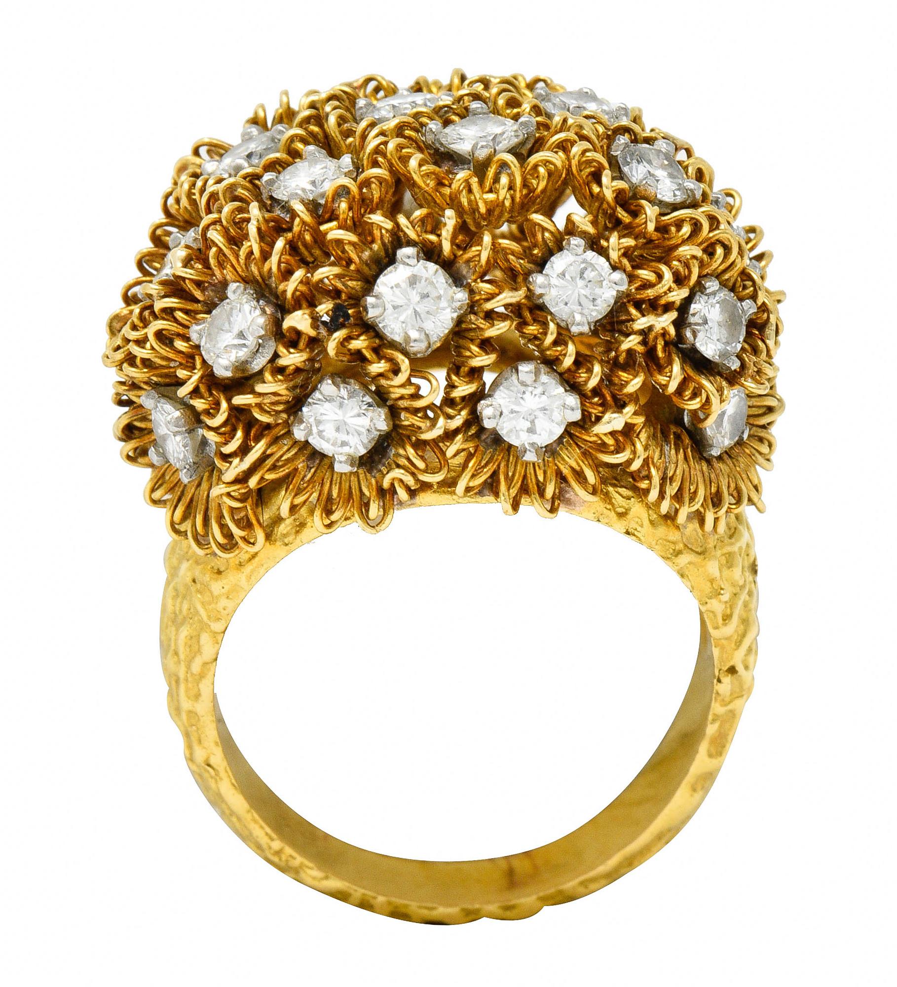 1960s Cartier France 2.50 Carat Diamond 18 Karat Gold Floral Bouquet Ring 3