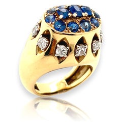 1960's Cartier France Diamond and Sapphire Ring