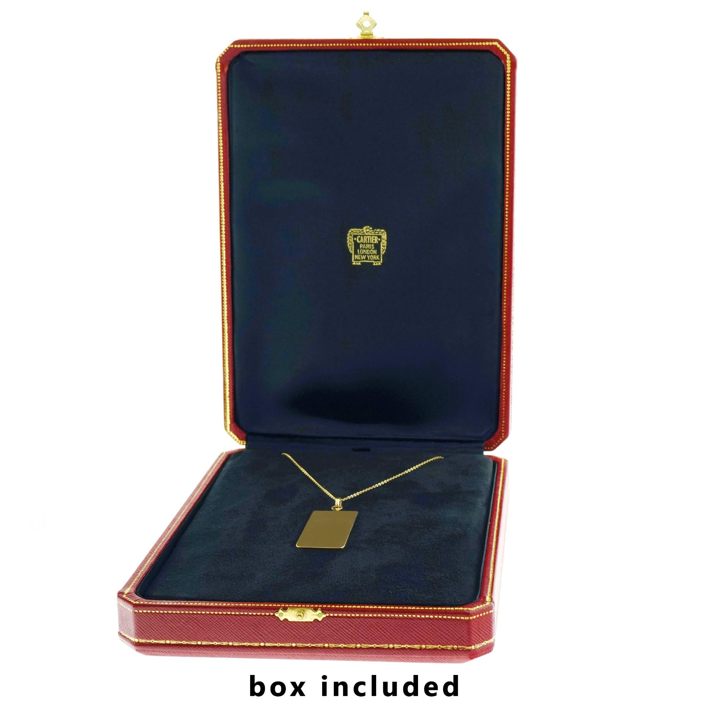 1960s Cartier Gold Tag Pendant Necklace 3