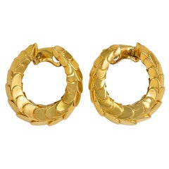 Cartier 1960s Gold Hoop Earrings of Scaled Design