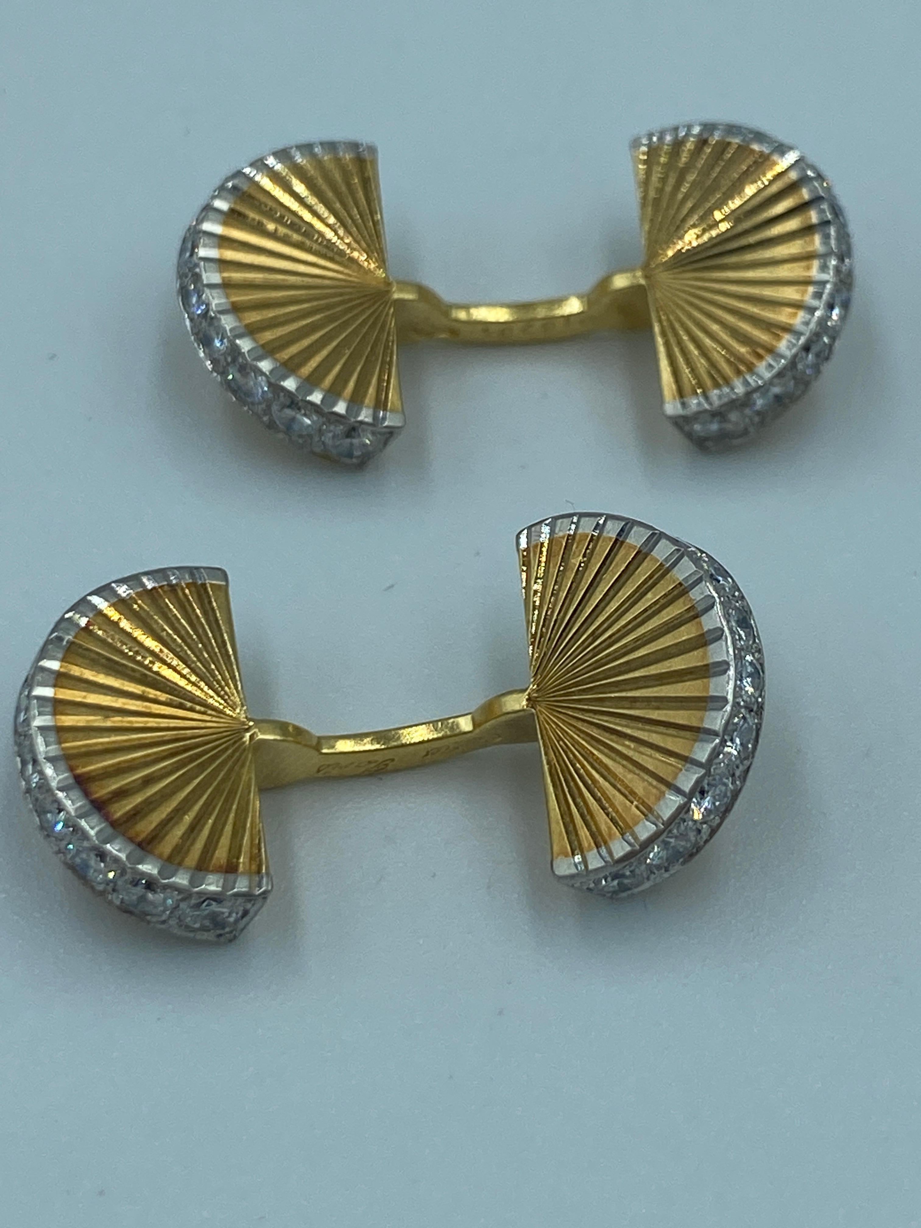 Contemporary 1960s Cartier Paris 18k gold and diamond cufflinks