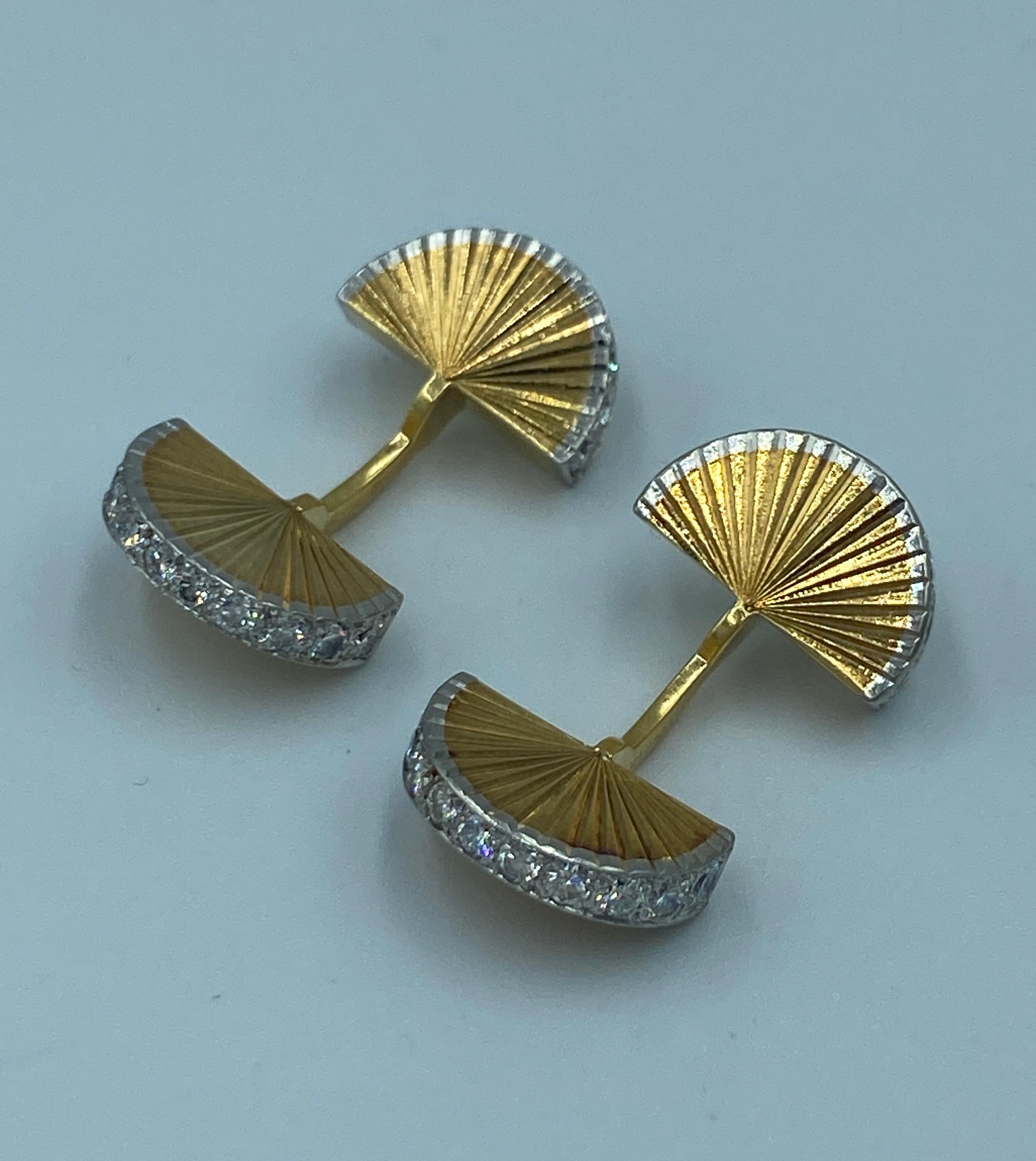 Women's or Men's 1960s Cartier Paris 18k gold and diamond cufflinks