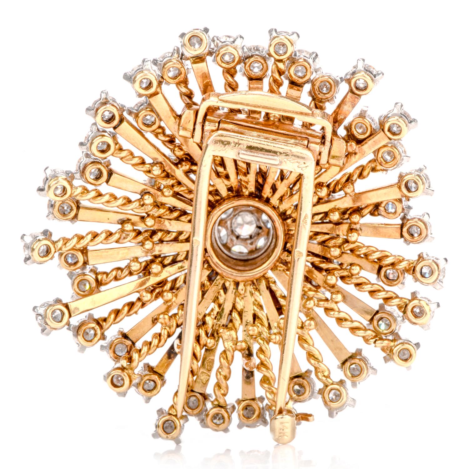 1960s Cartier Paris Diamond Pinwheel 18 Karat Brooch Pin 1