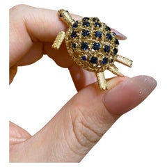 1960s Cartier Sapphire Turtle Brooch in 18k Gold