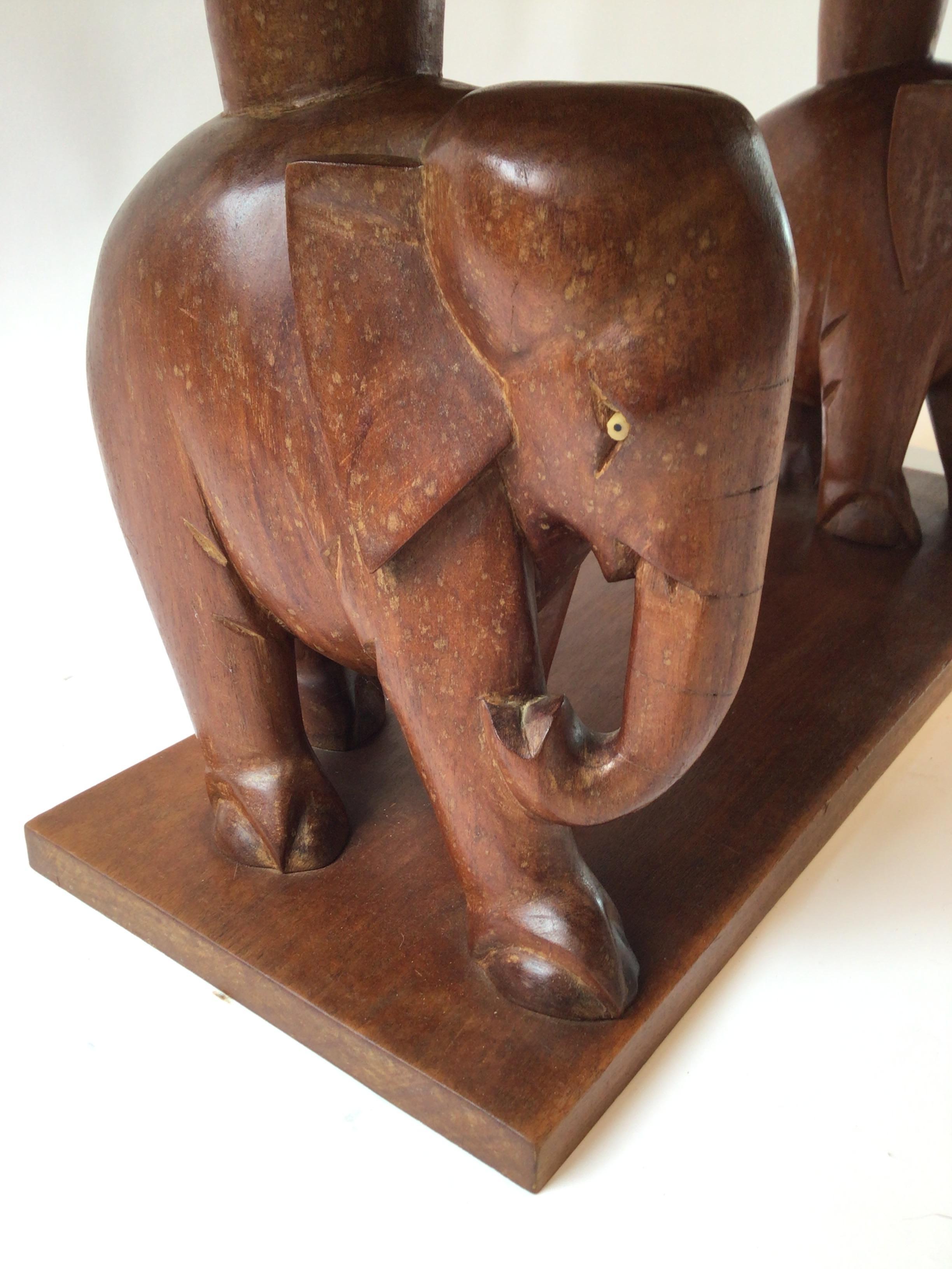 1960s, Carved Mahogany Elephant Coffee Table For Sale 2