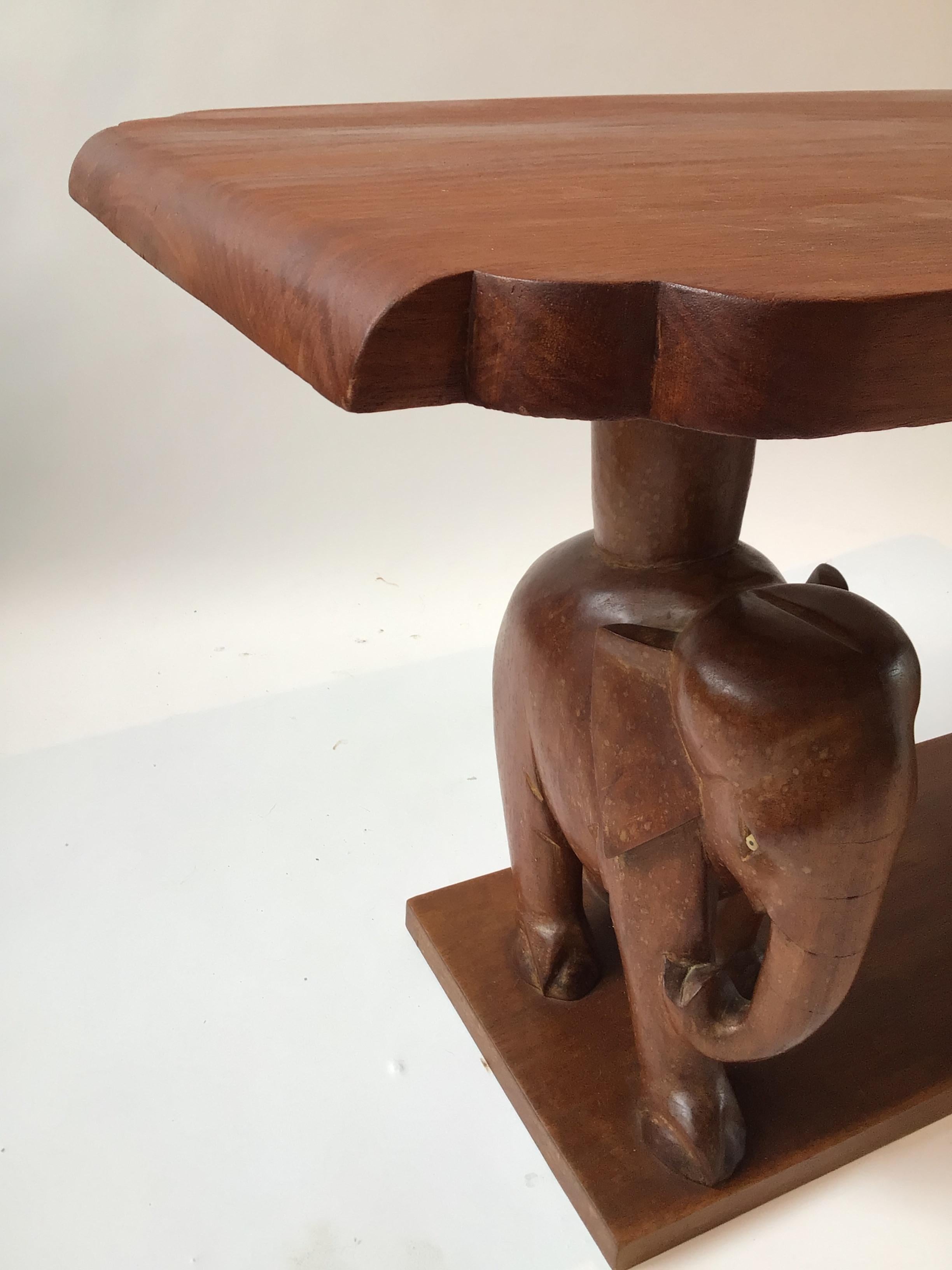 1960s, Carved Mahogany Elephant Coffee Table For Sale 3