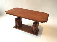 1960s, Carved Mahogany Elephant Coffee Table