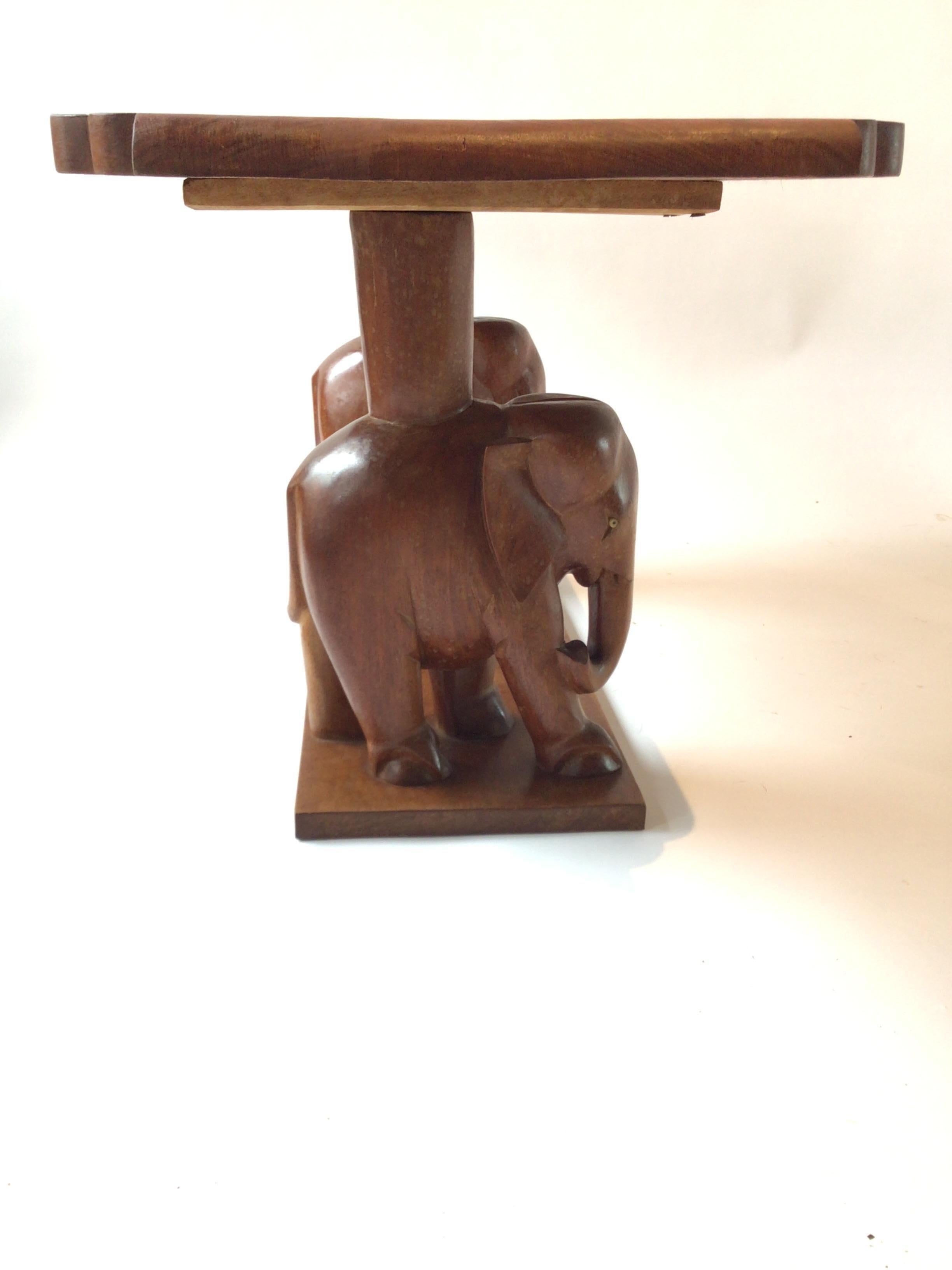 Mid-20th Century 1960s, Carved Mahogany Elephant Coffee Table For Sale