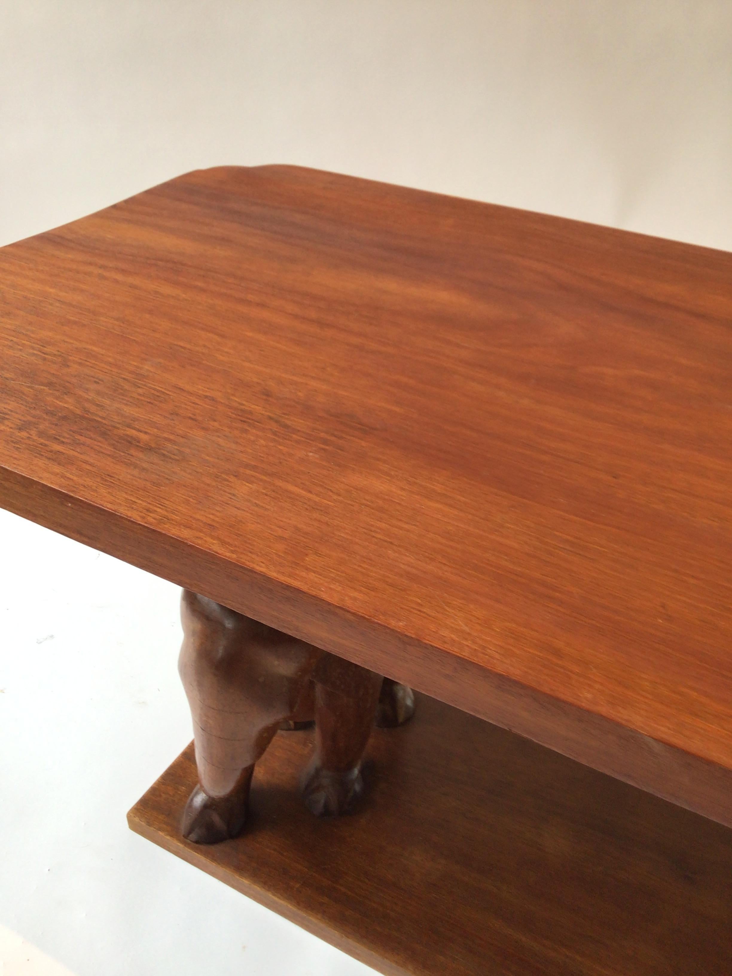 Wood 1960s, Carved Mahogany Elephant Coffee Table For Sale