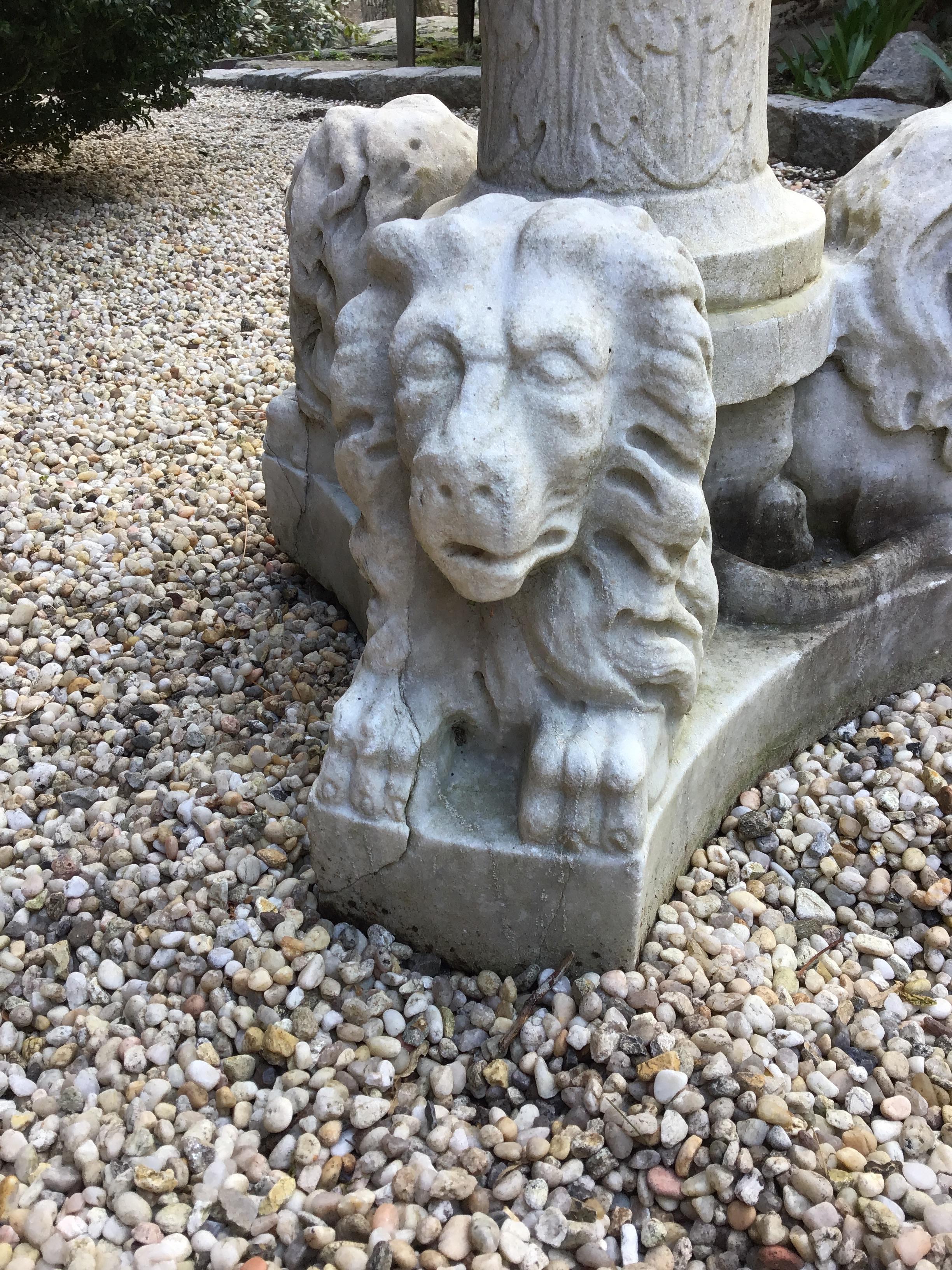 1960s Carved Marble Lion/Griffin Table For Sale 7
