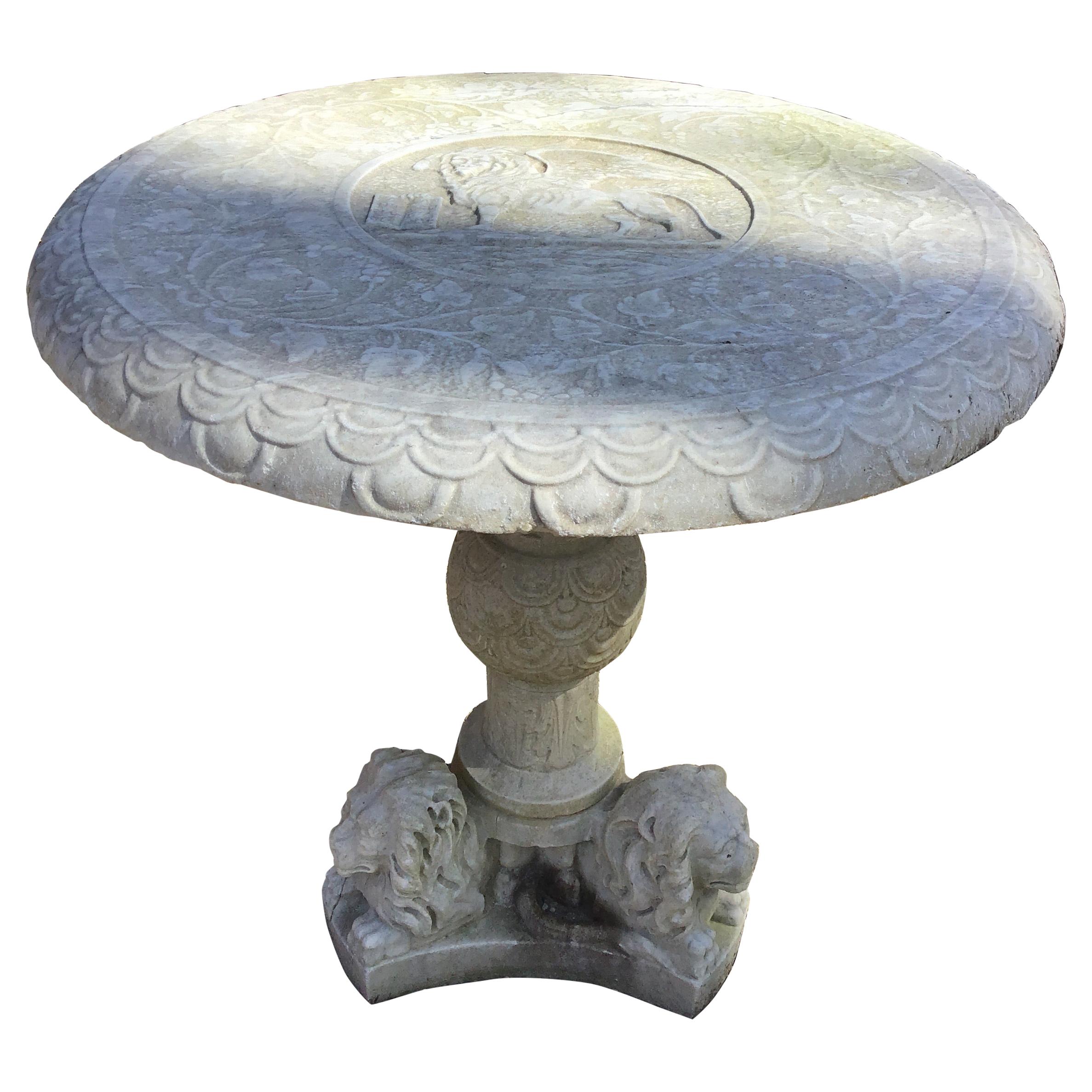 Mesa León/Grifo de mármol tallado de los años 60