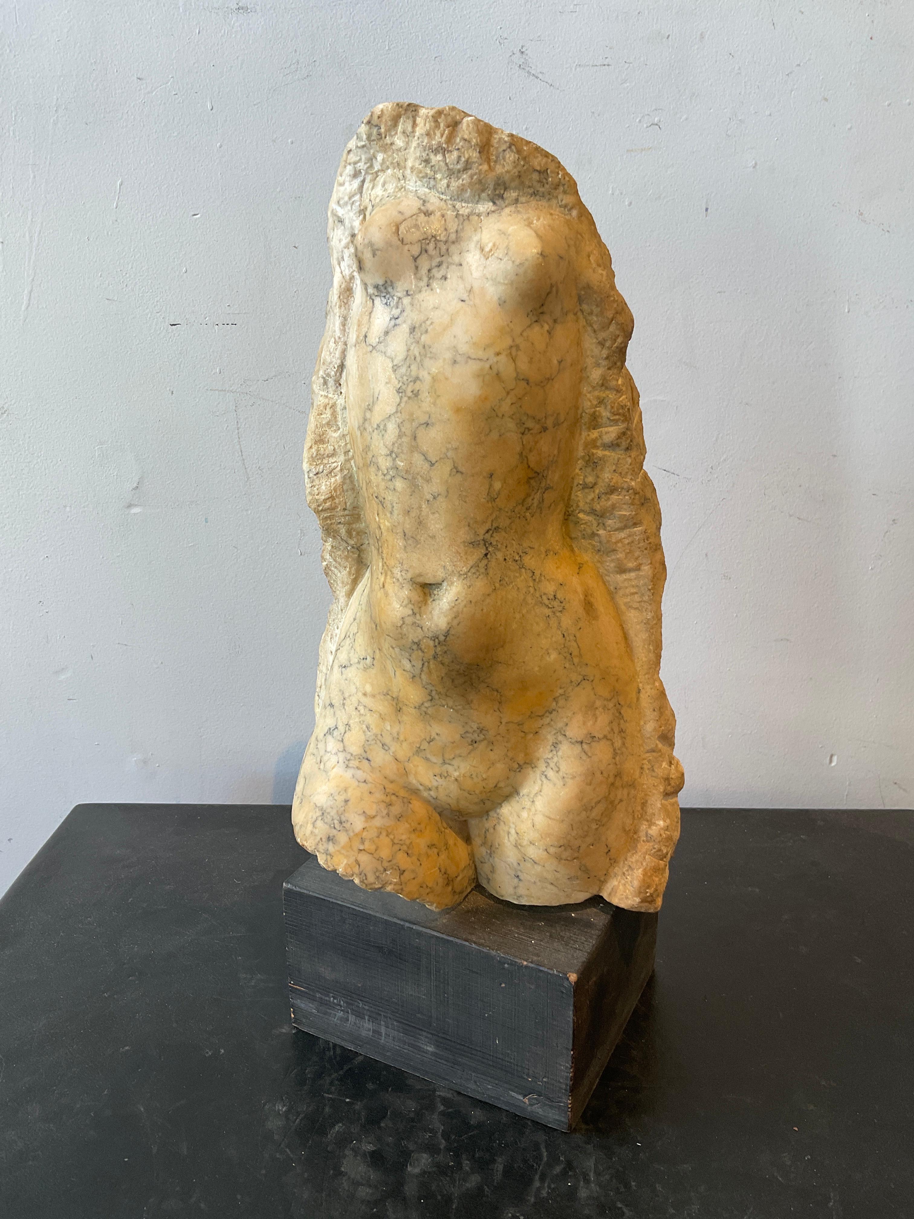 1960s Carved marble female torso.
Some black stain missing from base as shown in picture.