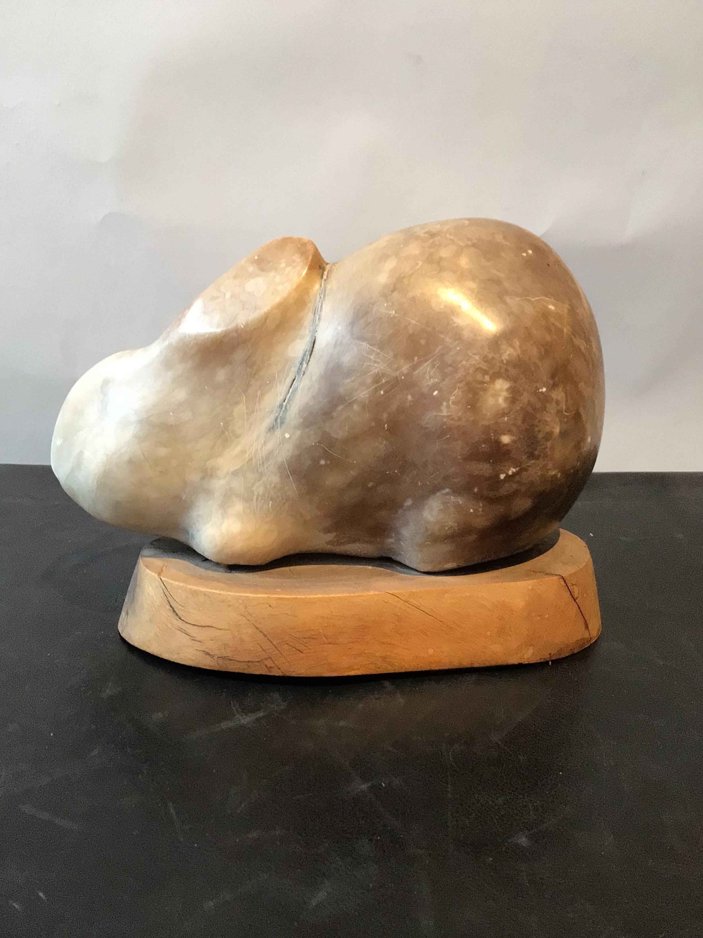 Mid-20th Century 1960s Carved Marble Sculpture of a Rabbit