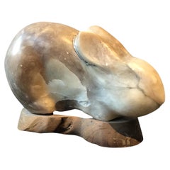 1960s Carved Marble Sculpture of a Rabbit