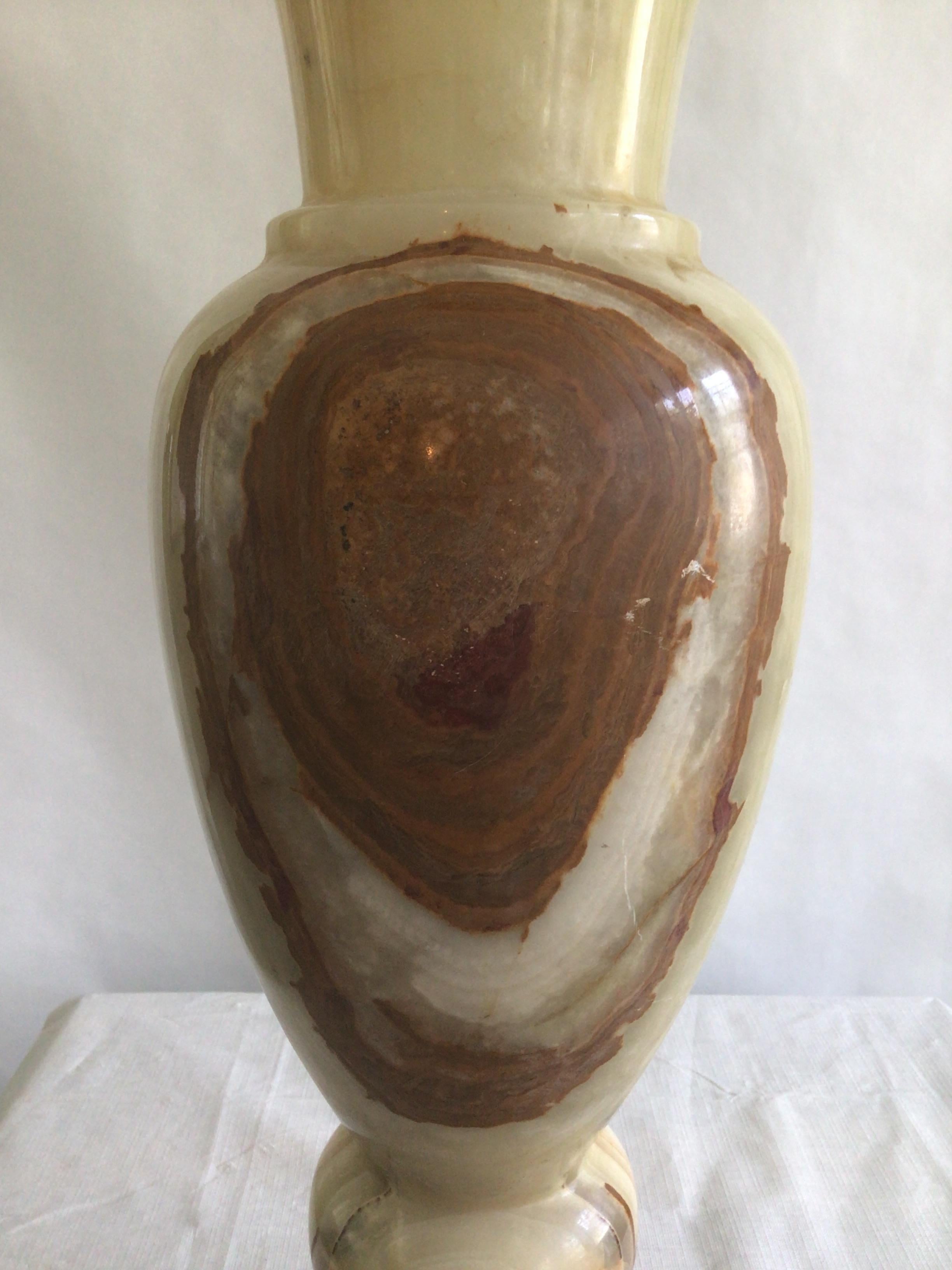 1960s Carved Onyx Urn Vase For Sale 6