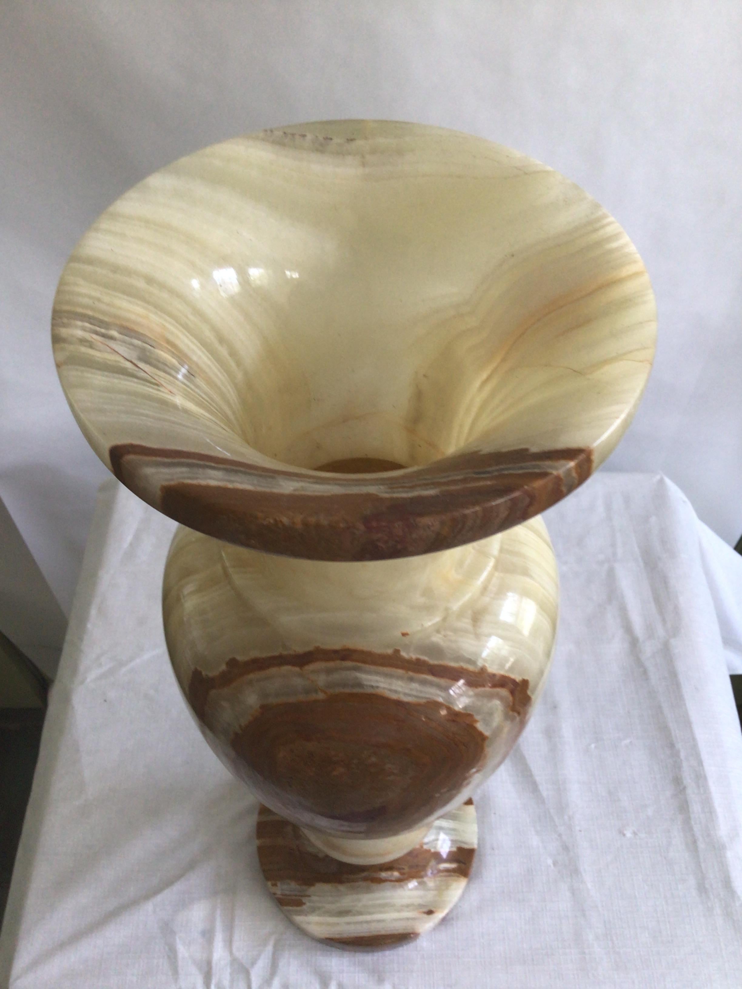1960s Carved Onyx Urn Vase For Sale 8