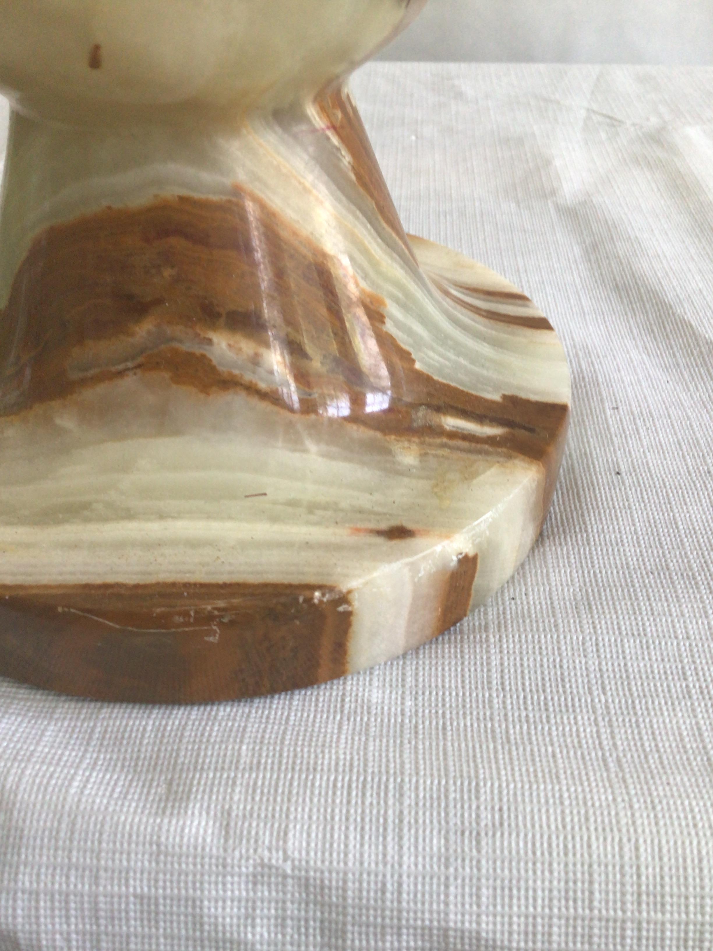 1960s Carved Onyx Urn Vase For Sale 11