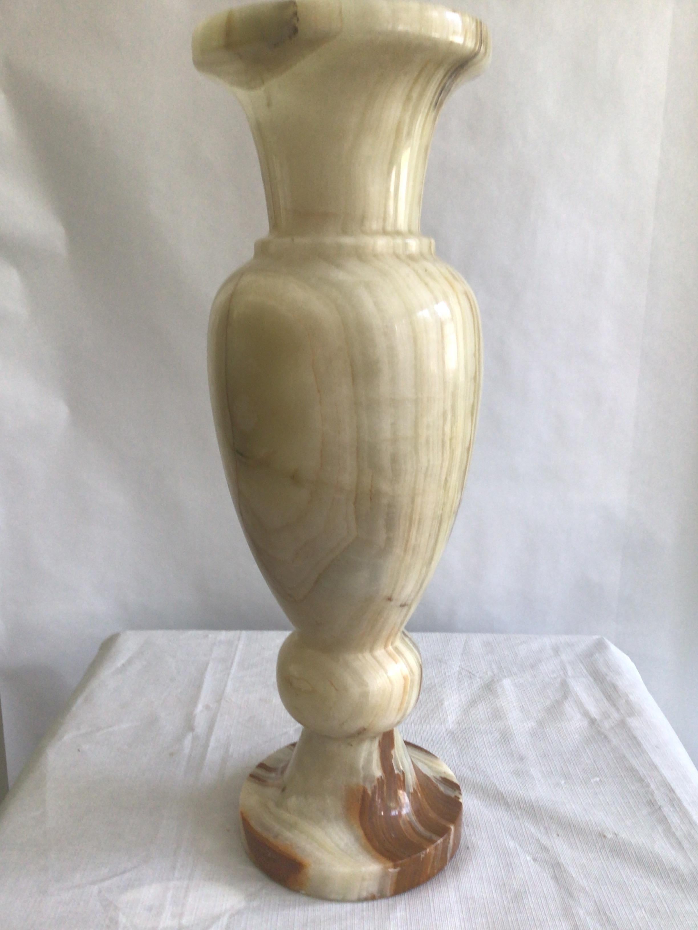 Mid-20th Century 1960s Carved Onyx Urn Vase For Sale
