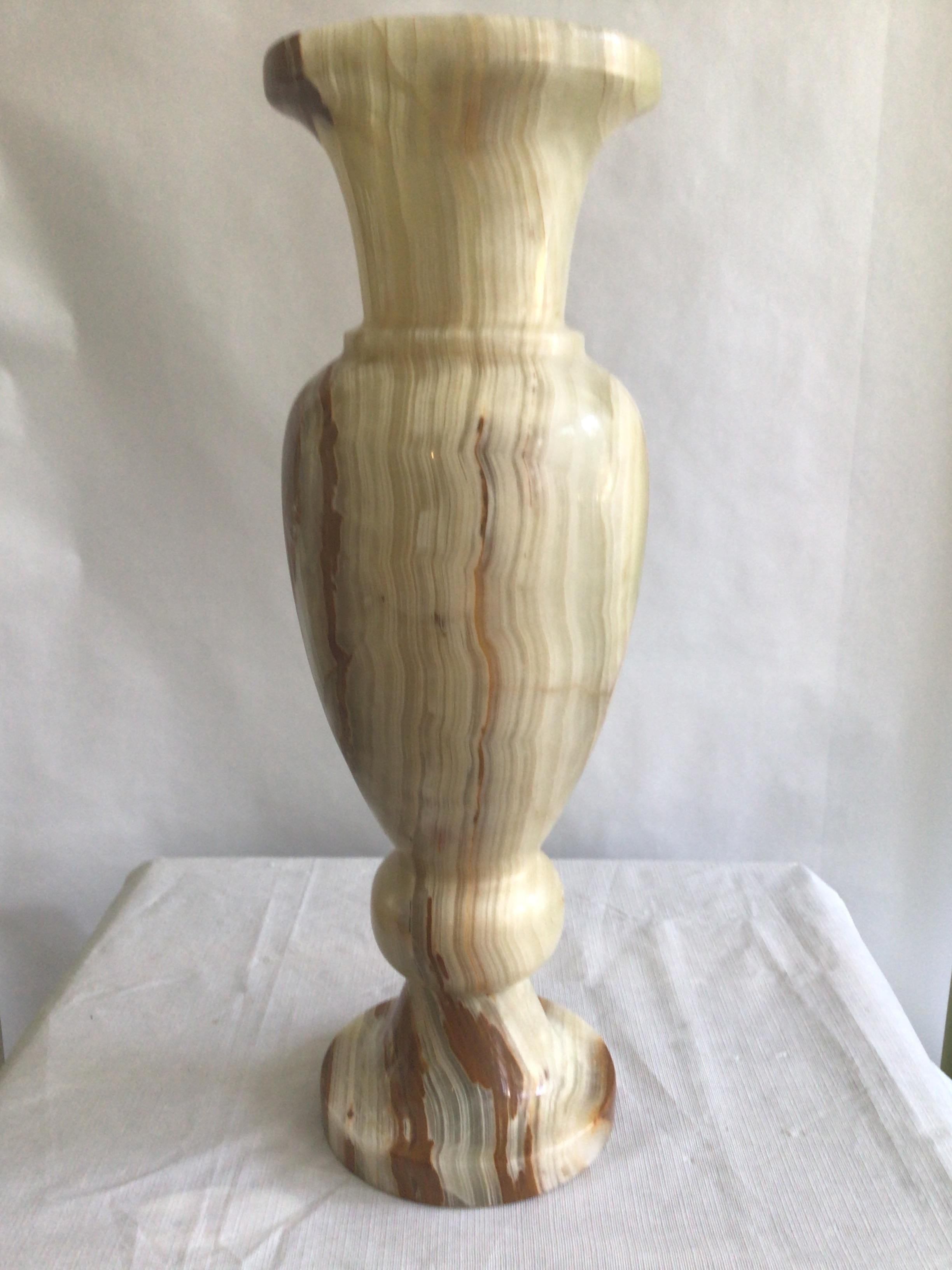 1960s Carved Onyx Urn Vase For Sale 1
