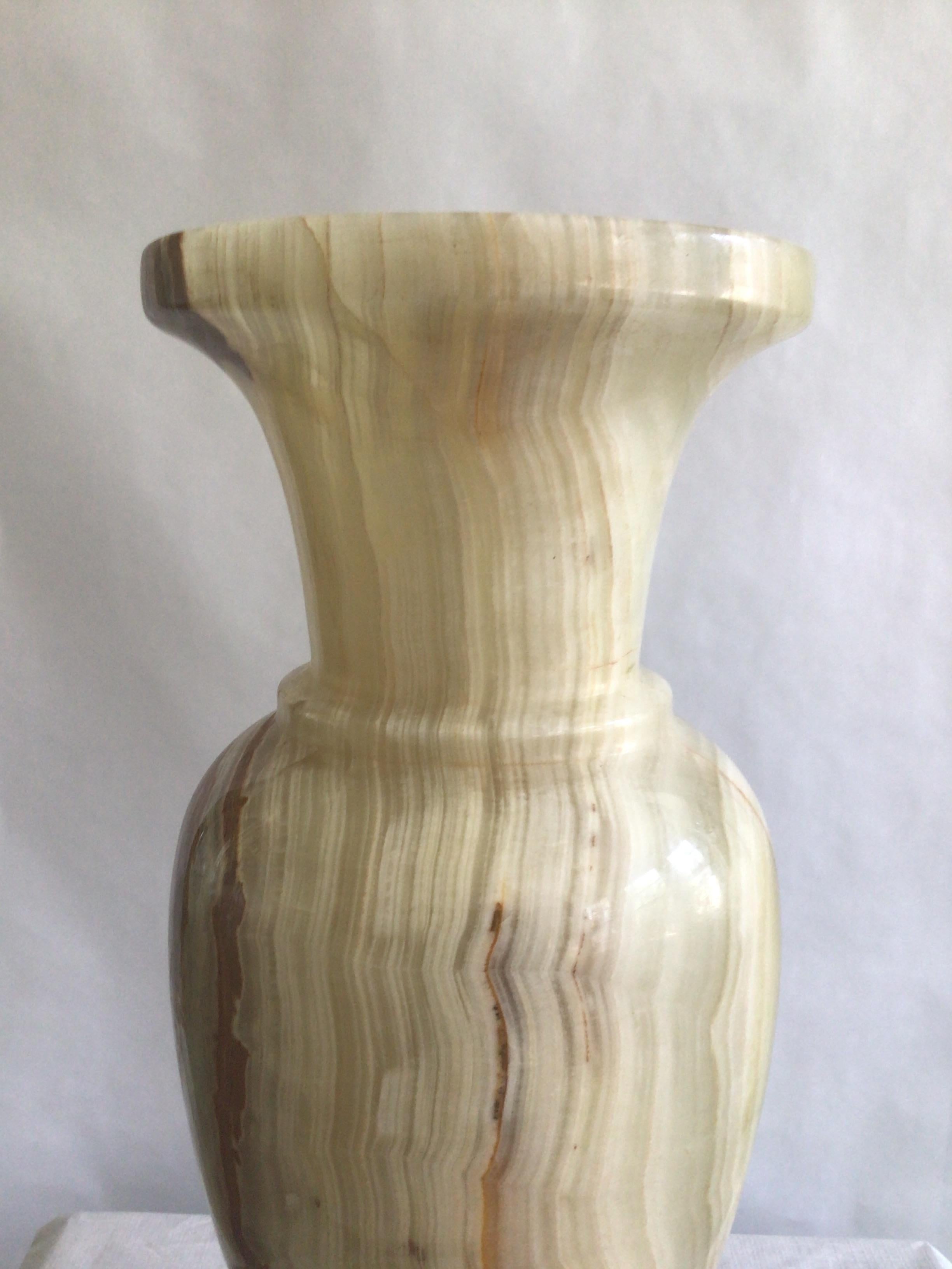1960s Carved Onyx Urn Vase For Sale 2